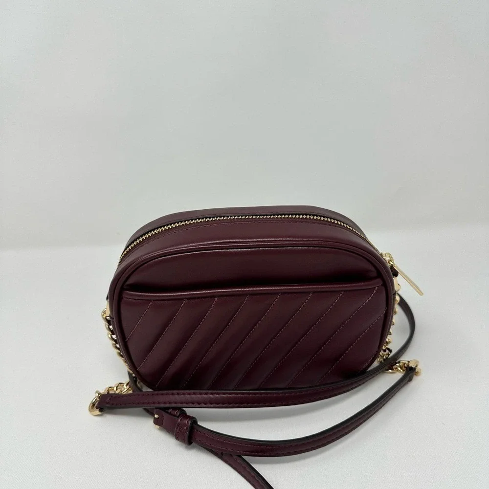 Michael Kors Rose small‎ quilted crossbody Bag with Gold Chain in Merlot